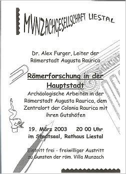 Jahresversammlung 2003: Römerforschung in der Hauptstadt Augusta Raurica