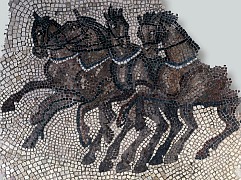 Rösslimosaik. Römisches Mosaik mit Quadriga. Villa Munzach. Liestal 